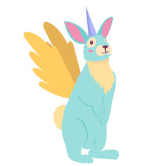 rabbit with wings flat design on white background
