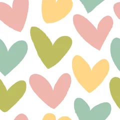 Wallpaper murals Pastel Seamless pattern with hearts in pastel colors.