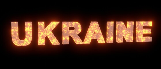ukraine 3d word with lava  texture