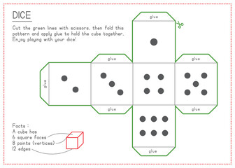Children Learning Printable - Cutting and Folding Dice