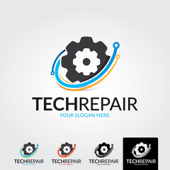 Tech repair logo template - vector