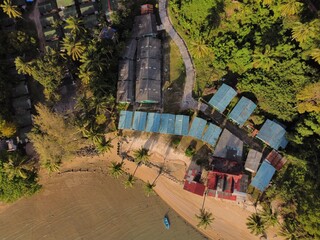 Aerial view of the beach and bungalow , Koh Phangan,Thailand 