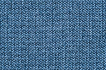 Blue knitted texture of a scarf or background of a winter sweater.