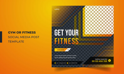 Gym or fitness social media post or stories design
