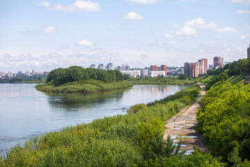 Fototapeta premium Panorama of the city of Kemerovo. Tom river, Russia