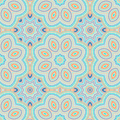 Turkish traditional geometric vector seamless ornament. Tile patchwork design. Classic portuguese pattern. Pottery print design. Geometric shapes composition.