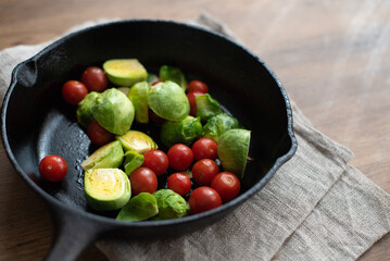 vegetables in a pan
