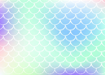 Holographic mermaid background with gradient scales.