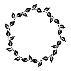 Floral round frames and plant silhouette vector illustration