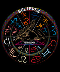 Believes Astrology.
Astrology symbols t-shirt. 