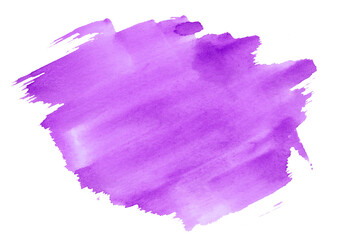Watercolor purple Blot on white background. Colorful Blot