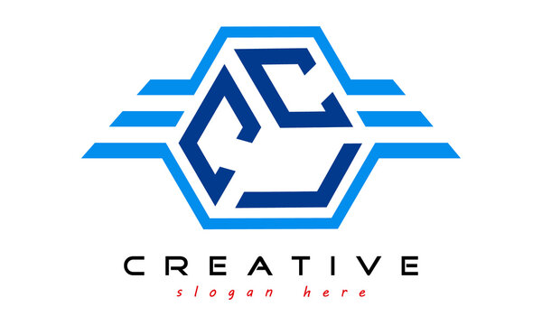 CCL three letter monogram type letter logo with wings vector template.