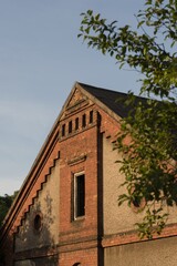 Old vintage houses in Silesia.  Remains of history. Brick constructions for workers working in ironworks.