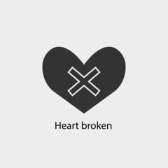 Obraz premium Heart broken vector icon illustration sign