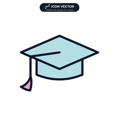 Graduation cap icon symbol template for graphic and web design collection logo vector illustration