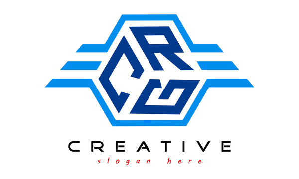 CRG three letter monogram type emblem badge with wings logo vector template.