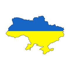 Ukraine vector map with the flag inside. Ukraine map on white background. Vector illustration. Pray for Ukraine 
