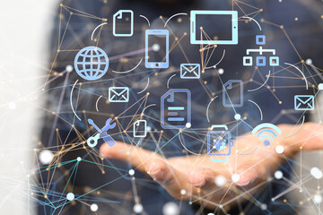 Connecting lines and dots.Big data visualization