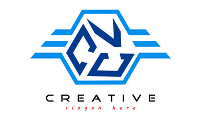 CVC three letter monogram type letter logo with wings vector template.