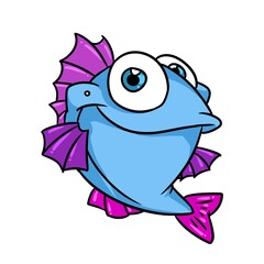 Beautiful blue fish perch fin animal illustration cartoon character isolated