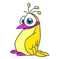 Yellow bird beautiful animal illustration cartoon character isolated