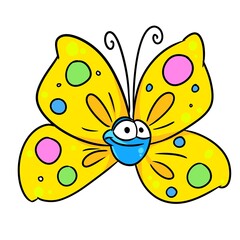 Little beautiful yellow butterfly insect animal illustration cartoon character isolated