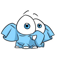 Little elephant parody big eyes animal illustration cartoon character isolated