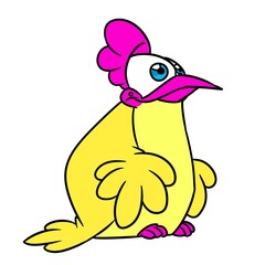 Yellow bird chicken funny animal illustration cartoon character isolated
