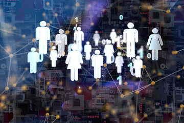 Abstract technology group and data 3d