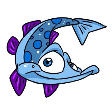 Beautiful blue fish pike animal illustration cartoon character isolated