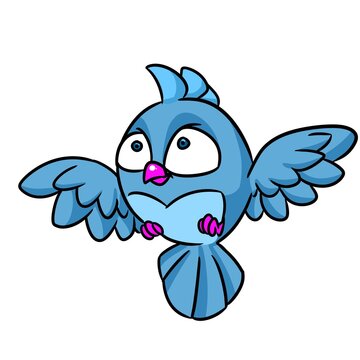 Little blue bird flying animal illustration cartoon character isolated