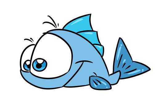 Little blue fish big eyes animal illustration cartoon character isolated