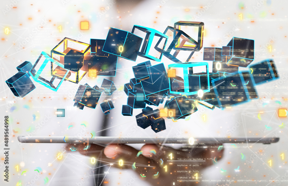 Aufkleber neural network 3d illustration. big data and cybersecurity