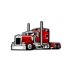 Semi truck 18 wheeler freight trailer sleeper truck vector isolated
