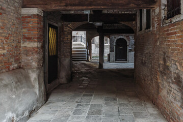 passage with stairs in venice, italy