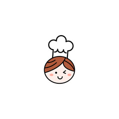 Cute Cartoon Girl Chef Logo Design. Good for kids happy cooking, restaurants, etc. vector art illustrations