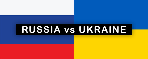 Russia vs Ukraine. War and crisis, political conflict. Flag background illustration banner