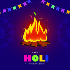 Happy holi celebration concept with bonfire colors background