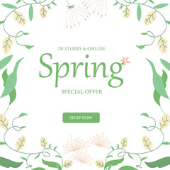 Vector background with Spring vintage template
