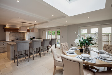 Beautiful luxurious traditional style modern kitchen dining room