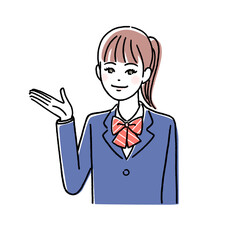 Fototapeta premium 笑顔で説明する女子生徒 