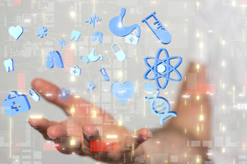 digital medical futuristic interface 3D rendering