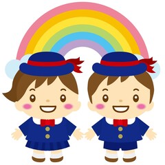 虹と園児　制服