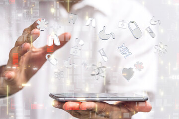 digital medical futuristic interface 3D rendering