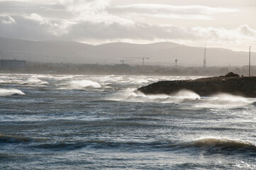 Fototapeta na wymiar Winter storm in Dublin bay