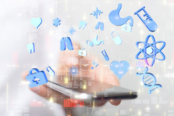 digital medical futuristic interface 3D rendering