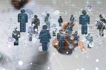 Global network. Blockchain. 3D illustration. Neural networks and artificial intelligence. Abstract