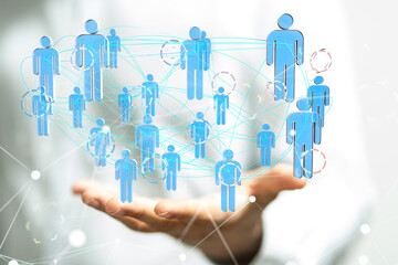 Global network. Blockchain. 3D illustration. Neural networks and artificial intelligence. Abstract