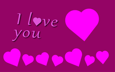 Heart with text love you on Valentine's Day, wedding, Dating and romantic events.