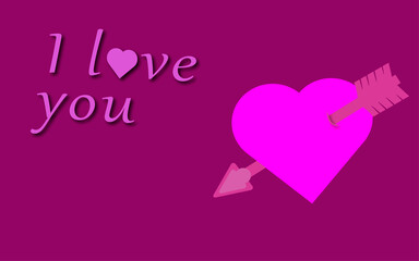 Heart with text love you on Valentine's Day, wedding, Dating and romantic events.